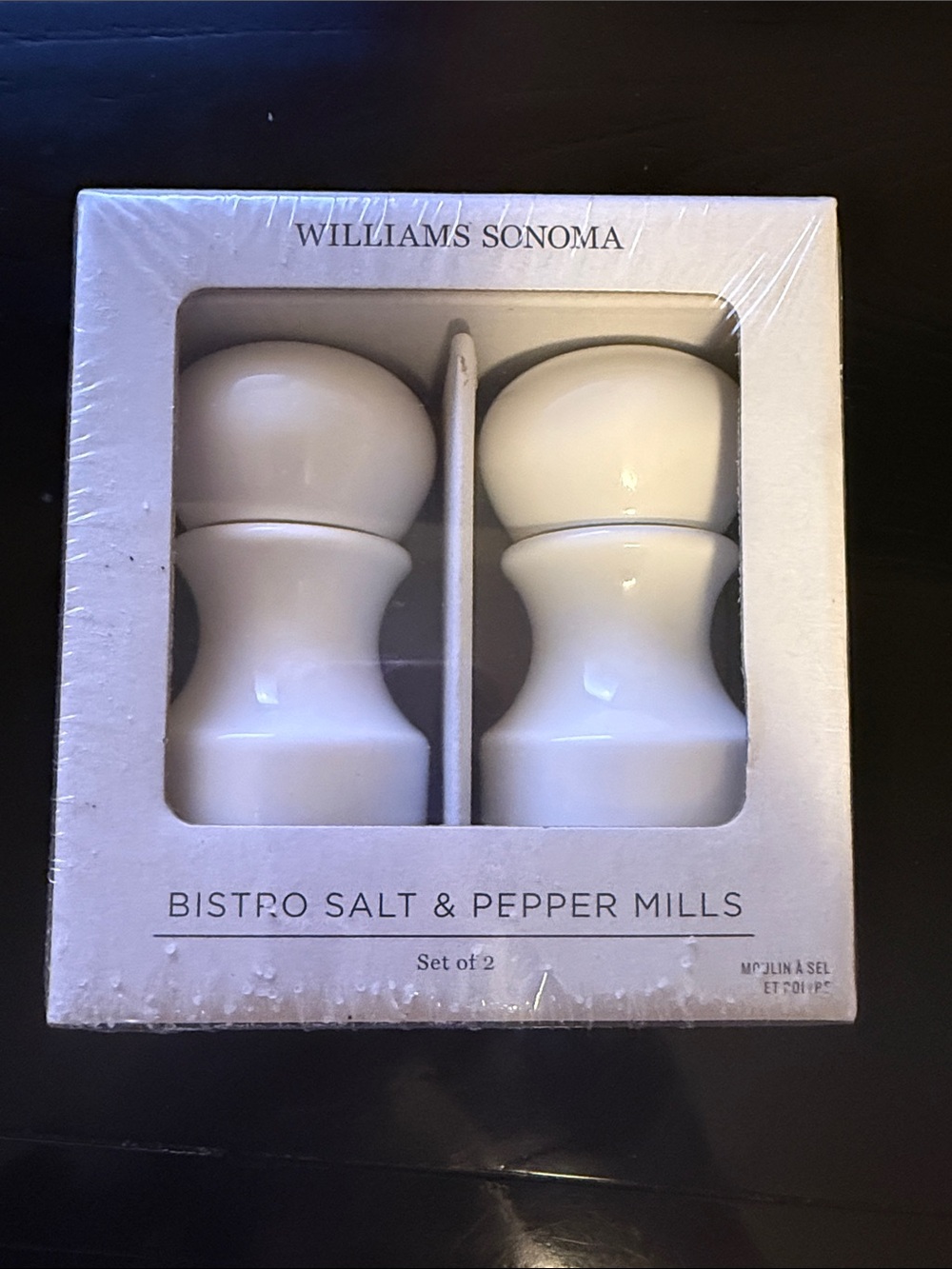 Williams Sonoma White Bistro Salt & Pepper Mill Set